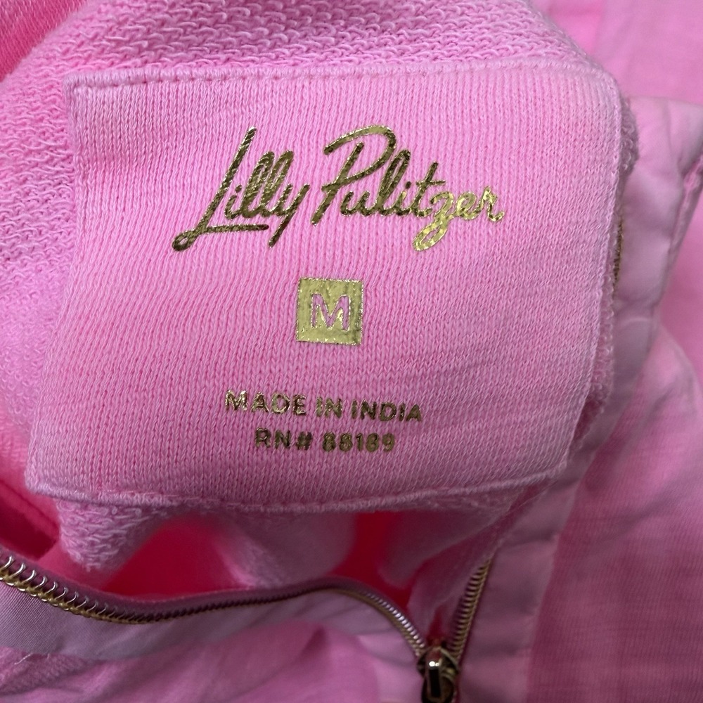 Lilly Pulitzer Ashlee Half-Zip Pullover in Parigi Pink 100% Cotton Size Medium - Picture 6 of 7